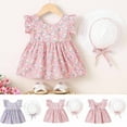 thumbnail image 1 of JDQJBZ Robe à Manches Courtes pour Filles Été Enfants Tout-Petits Manches Bouffantes Imprimé Floral Intégral Robe Décontractée, 1 of 4