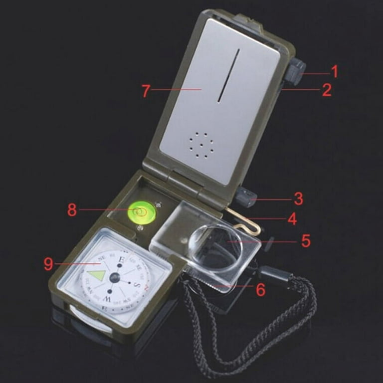 Multi-functional Outdoor Survival Combination Kit Hiking Camping  Level-meter Hygrometer Thermometer Compass Ruler