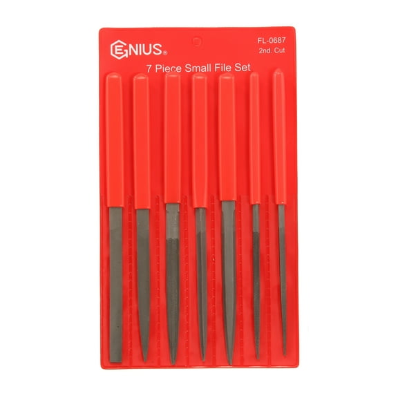 Genius Tools Small File Set 7 Piece Precision Hand Files Assorted Shapes for Fine Detailing and Metalworking - FL-0687