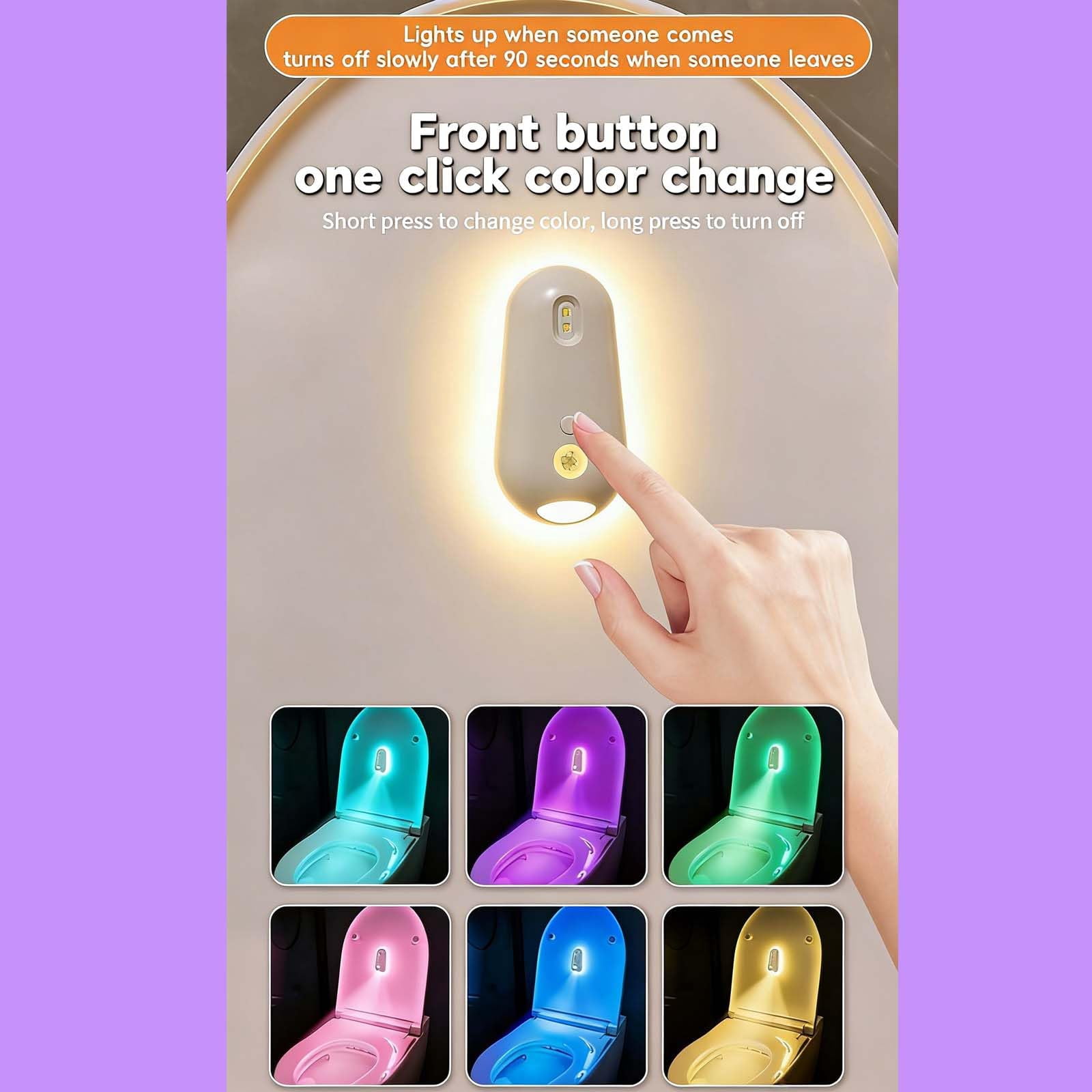 UV Toilet Light – Motion-Activated, Rechargeable with Night Light, Adhesive-Mounted for Bathroom