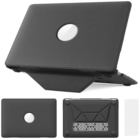 Case for MacBook Air 13 Inch A2337 (M1) / A2179 / A1932 (2021 2020 2019 2018 Release) PU Leather Hard Shell Protective Cover with Foldable Kickstand & Keyboard Cover & Logo Cutout Design