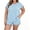 Sky blue, variant on Plus Size Lepard Print Patchwork Women Short Sleeved 2 Pieces Ribbed Tops and Shorts Sets Outfit