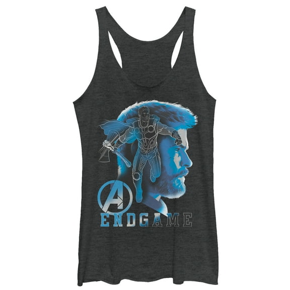 Women's Marvel Avengers: Endgame Thor Profile  Racerback Tank Top Black Heather Medium