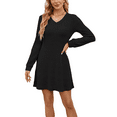 thumbnail image 3 of Elegant Ribbed V-Neck Knit Mini Dress | Soft Durable Fabric, Flattering Silhouette, Timeless Style for Brunch/Date/Evening | Breathable All-Season & Versatile, 3 of 30