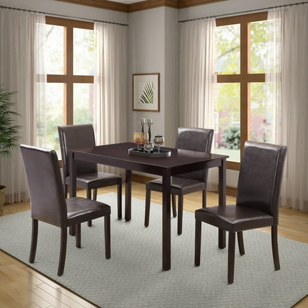 Musetech Vintage 5 Pieces Dining Table Set Wood Top Home Kitchen And 4 Leather Chairs For Person Black Musetech Vintage 5 Pieces Dining Table Set Wood Top Home Kitchen And 4 Leather Chairs For Person Black