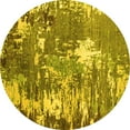 thumbnail image 1 of Ahgly Company Machine Washable Indoor Round Abstract Yellow Modern Area Rugs, 5' Round, 1 of 4