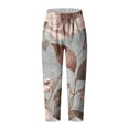 thumbnail image 5 of Taqqpue Womens Linen Pants Loose Floral Prirted Elastic High Waisted Wide Leg Pants Baggy Lounge Pant Comfy Soft Trousers Resort Wear Relaxed Fit Straight Leg Crop Trousers with Pockets, 5 of 5