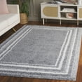 thumbnail image 2 of SAFAVIEH Border & Stripe Hyram Bordered Shag Area Rug, Grey/Ivory, 4'5" x 6'5", 2 of 8