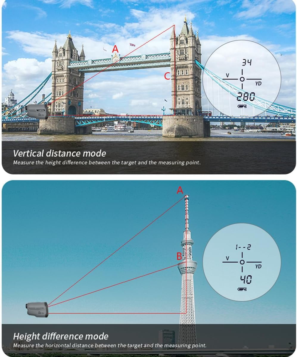 Golf Rangefinder with Slope 650m 710yds 5 Modes ±0.5yd Accuracy Flagpole Lock Pin 6x Magnification Laser Rangefinder