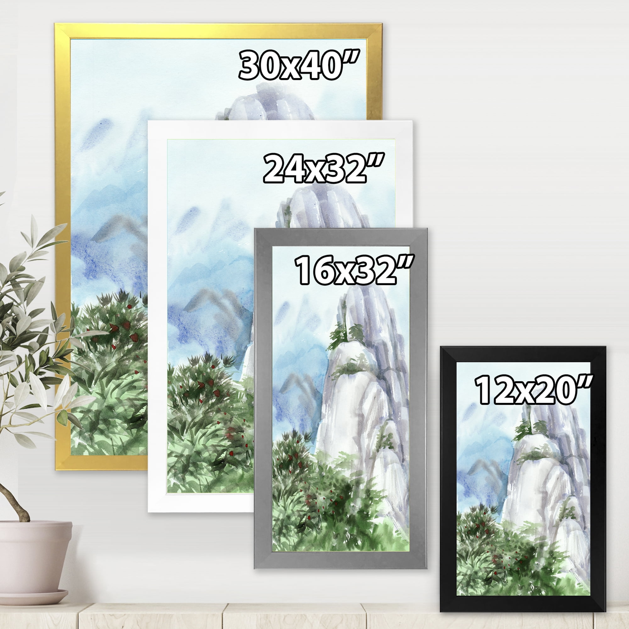 Designart 'The Clouds Over Mountain Top' Traditional Framed Art Print