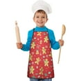 thumbnail image 2 of Red Christmas Gingerbread Man Pattern Kids Aprons for Girls and Boys,Adjustable Neck Strap Toddler Aprons for Kids Cooking Baking, 2 of 7