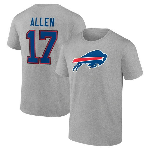Men's Josh Allen Gray Buffalo Bills Icon Player Name & Number T-Shirt