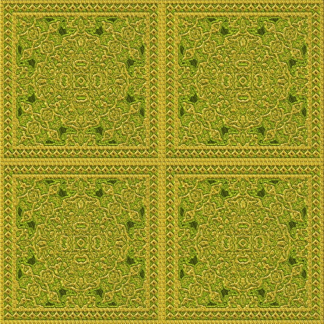 Ahgly Tapis d'Intérieur Lavable en Machine Carré Transitionnel Jaune Foncé Vert, 8 Pieds Carré