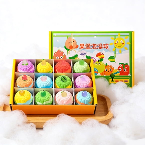 Vacemry Bath Bombs ForKids12 Fruit Shaped Surprise Products Inside, Colorful Fizzing Balls With Gentle Ingredients For Bathtub Playtime, Little One Bath Time Fun, Sensory Bath Activity, Birthday