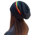 thumbnail image 6 of Jiibva Fashion Rasta Beanie Hat Winter Hats Ribbed Knitted Hat Peaked Cap Single Ring Ribbed Knit for Woman, 6 of 7