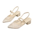 thumbnail image 4 of PiGOGI Women Pointed Toe Closed Toe Mesh Breathable Heel Comfortable Sandals Summer Casual Walking Shoes Beige, 4 of 9