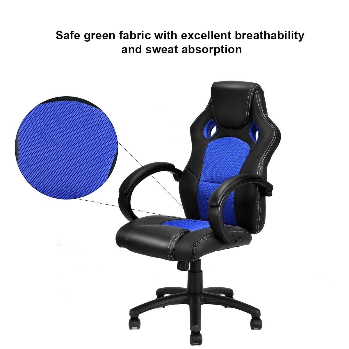 Costway High Back Race Car Style Bucket Seat Office Desk Chair Gaming Blue