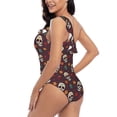 thumbnail image 4 of Sikiie Skull colorful flower Print Women One Piece Swimsuits Tummy Control One Shoulder Bathing Suits Ruffle Swimwear, From S to XXL-X-Large, 4 of 6