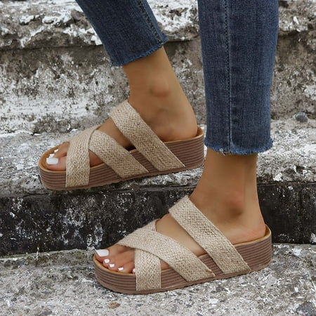 

Borniu Womens Sandals Flip Flops for Women Womens Orthotic Flip Flops Plantar Fasciitis Sandals For Flat Feet with Arch Support Comfortable Walking Wedge Sandals