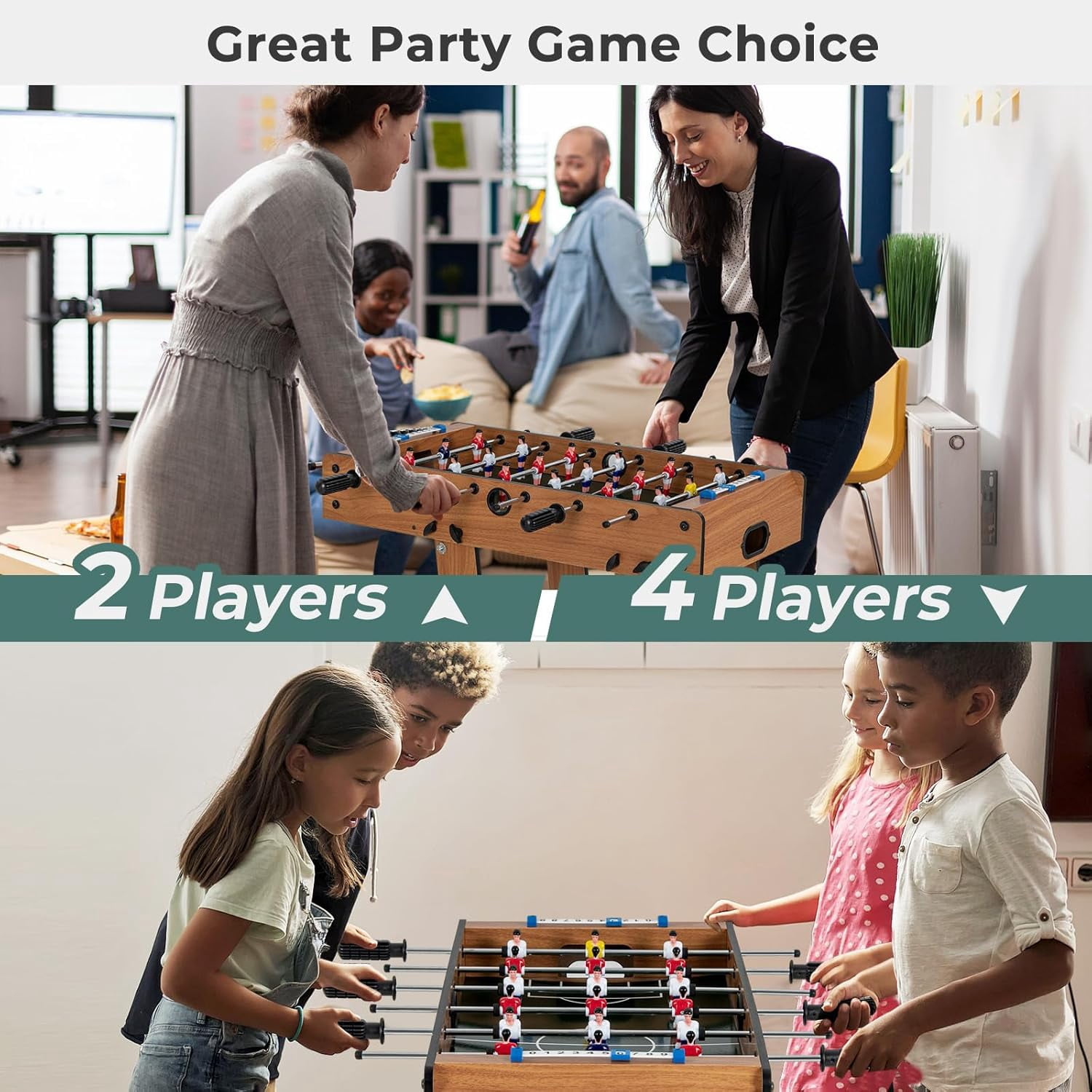 27in Folding Foosball Table with 2 Mini Footballs, Score Keepers - ASTM Certified for Indoor Recreation, Great for Family Game Nights and Parties
