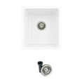 thumbnail image 1 of Stylish Dual Mount 16" White Composite Granite Single Bowl Kitchen Sink with Strainer S-816H, 1 of 7