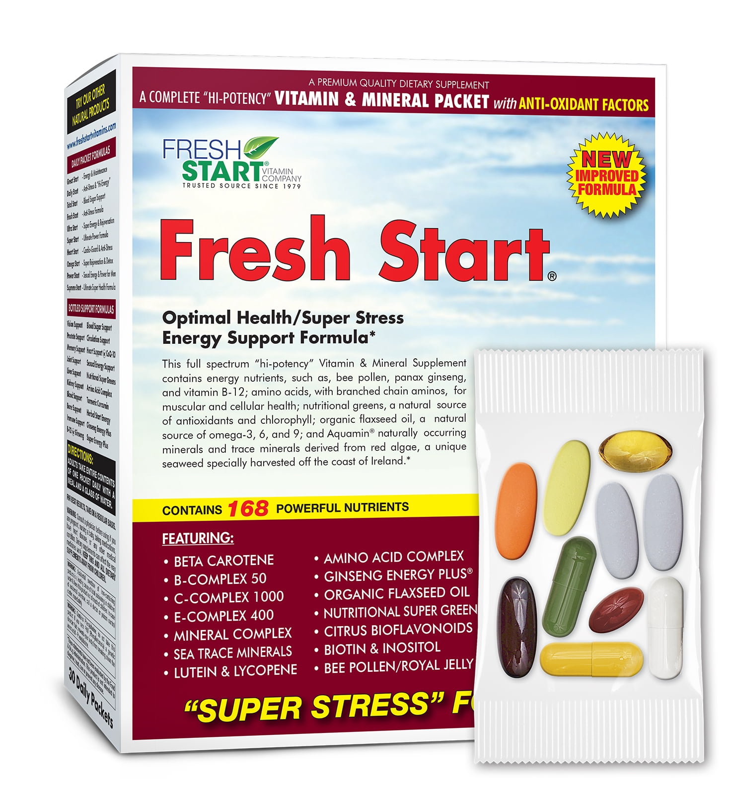 Fresh Start Complete Daily Vitamin Pack AntiStress, Energy, Immune