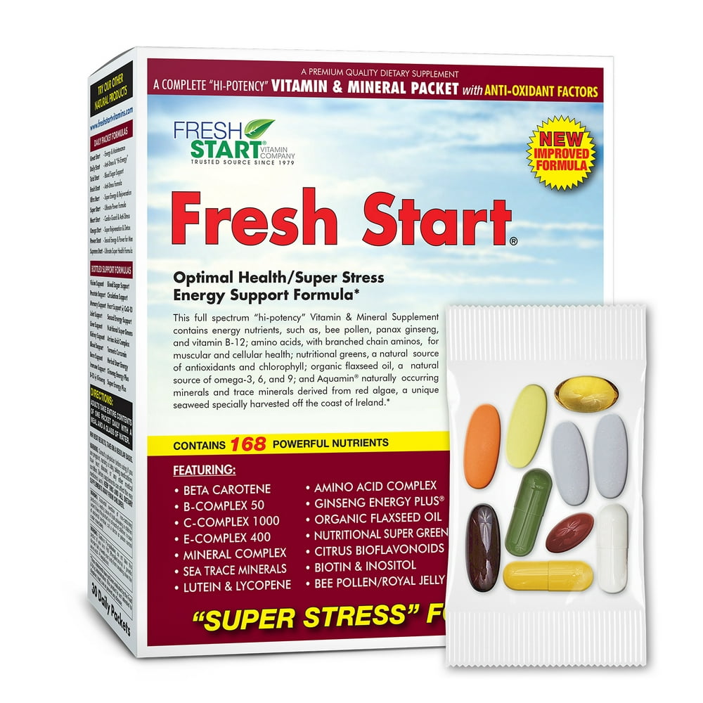 Fresh Start Complete Daily Vitamin Pack AntiStress, Energy, Immune
