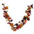 thumbnail image 1 of 1, hojas de arce artificiales de ratán-guirnalda de otoño guirnalda de follaje, planta colgante para boda, puerta, telón de fondo decoración Sin LED Baoblaze Guirnalda de hojas de arce, 1 of 8
