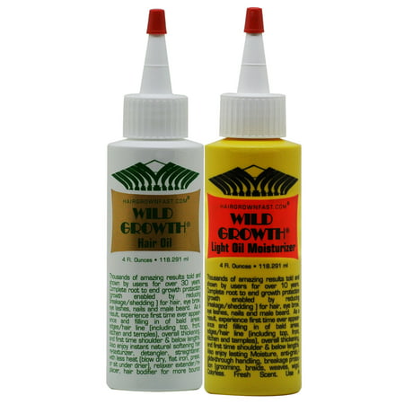 Wild Growth Hair Oil+Light Oil Moisturizer 4 oz (Best Hair Moisturizer For Relaxed Hair)
