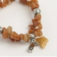 thumbnail image 4 of Semi-Precious Peach Aventurine Orange Chips Bracelet 2 Strands with Butterfly Charm, 4 of 4