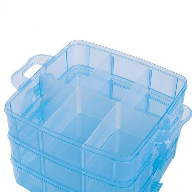 Stackable Craft Organizer Box, 3-Layer Small Storage Container Case, with Adjustable Compartments for Beads,Max 18 Compartments, Crafts, Jewelry