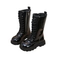 thumbnail image 2 of Huanglei Stylish Girls Boots With Side Zipper And Lace Up Design Durable Leather Mid Calf Boots For Everyday Wear Girls Riding Boots 3.5-4 Years, 2 of 9