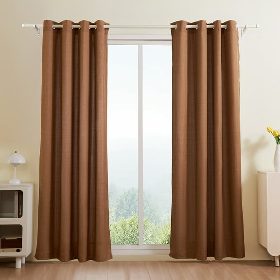 VEVOR Natural Linen Curtains, 52 x 84 inch 2 Panels Set, Grommet Light Filtering Thick Flax Textured Linen Drapes, Privacy Burlap for Living Room, Bedroom, Farmhouse, Sunroom, Office Window Curtain