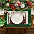 thumbnail image 2 of mubwai Waterclor Green Buffalo Plaid Christmas Trees Placemats Set of 4, 12x18 Inch Winter Table Mats for Outdoor Home Party Kitchen Dining Decor, 2 of 6