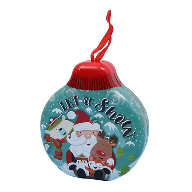 Boîte de Rangement Cloche de Noël Mignonne Boîte de Rangement en Fer-Blanc Colorée Pendentif d'Arbre de Noël Boîte Cadeau Support de Cloche Décoration de Noël