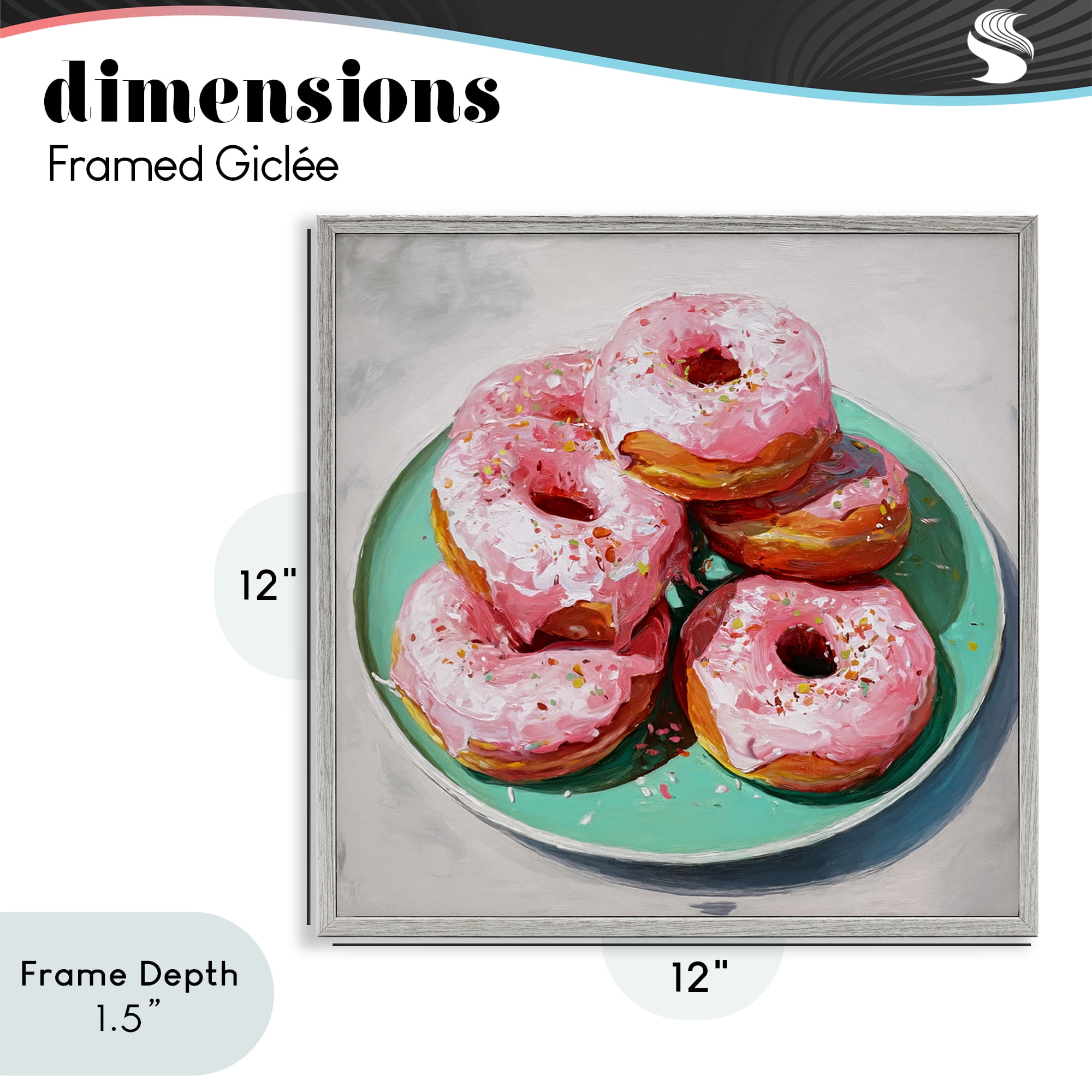 Stupell Industries Pink Frosted Donuts Gray Framed Giclee Art, design by Tina LeCour