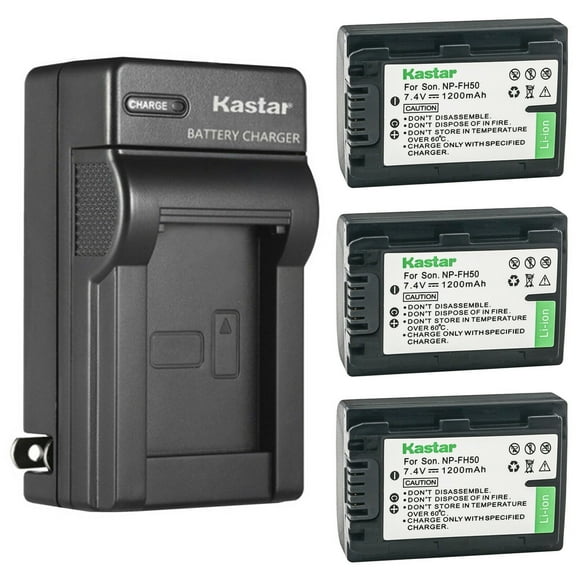 Kastar 3-Pack Battery and AC Wall Charger Replacement for Sony DCR-DVD508, DCR-DVD510, DCR-DVD602, DCR-DVD605, DCR-DVD608, DCR-DVD610, DCR-DVD650, DCR-DVD653, DCR-DVD703, DCR-DVD705, DCR-DVD708