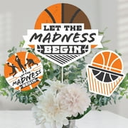 Big Dot of Happiness Basketball - Let The Madness Begin - College Basketball Party Centerpiece Sticks - Table Toppers - Set of 15