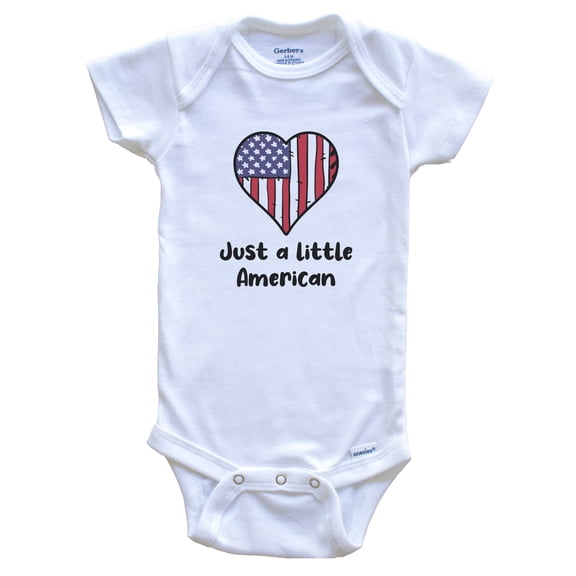 Just A Little American United States Flag Heart Baby Bodysuit