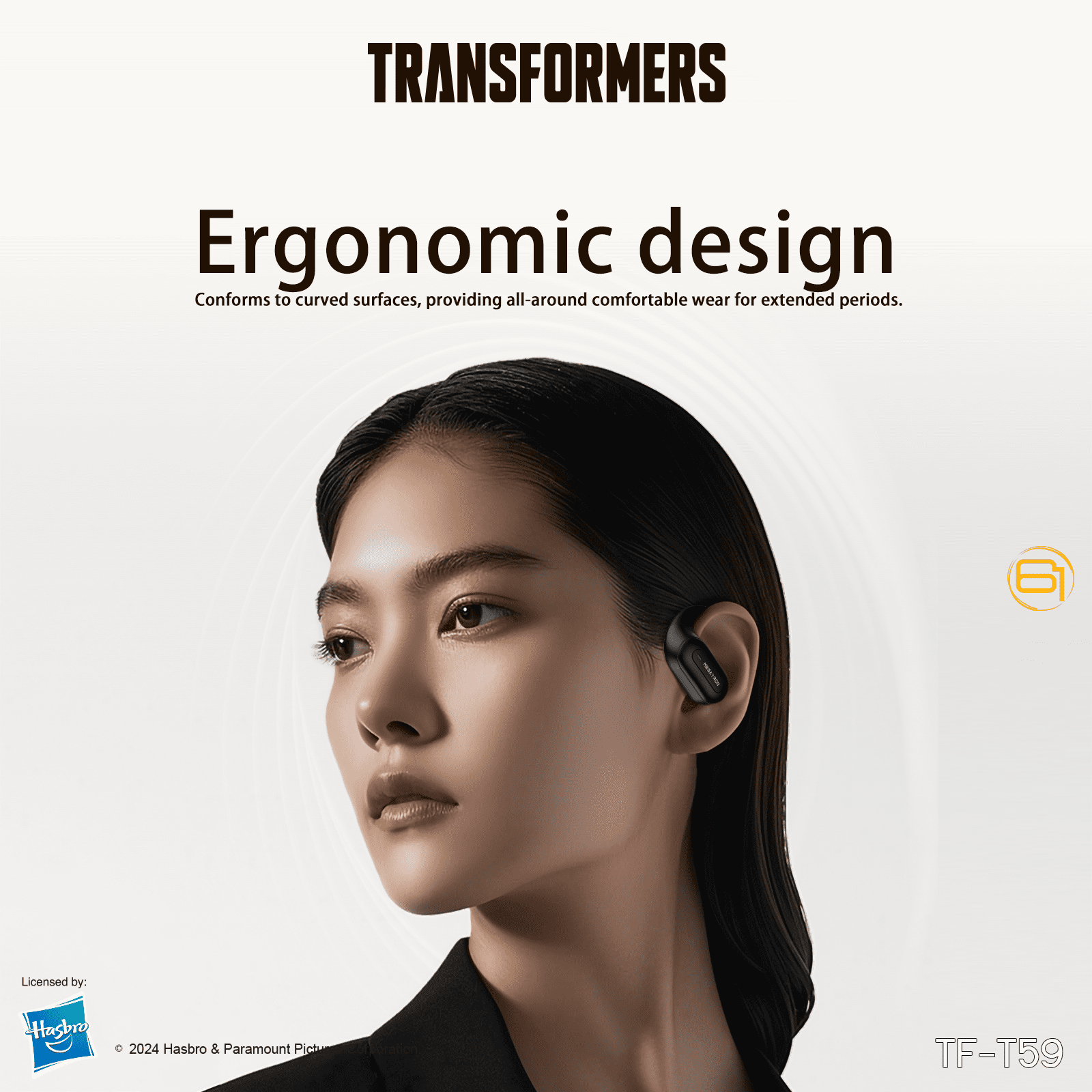 Transformers TF-T59 Ear-Hook True Wireless Bluetooth Earbuds with Mic, Low Latency Game/Music Modes, 13mm Drivers, Secure Fit Sport Headphones, IPX5 Waterproof Deep Bass Sound – Megatron Black