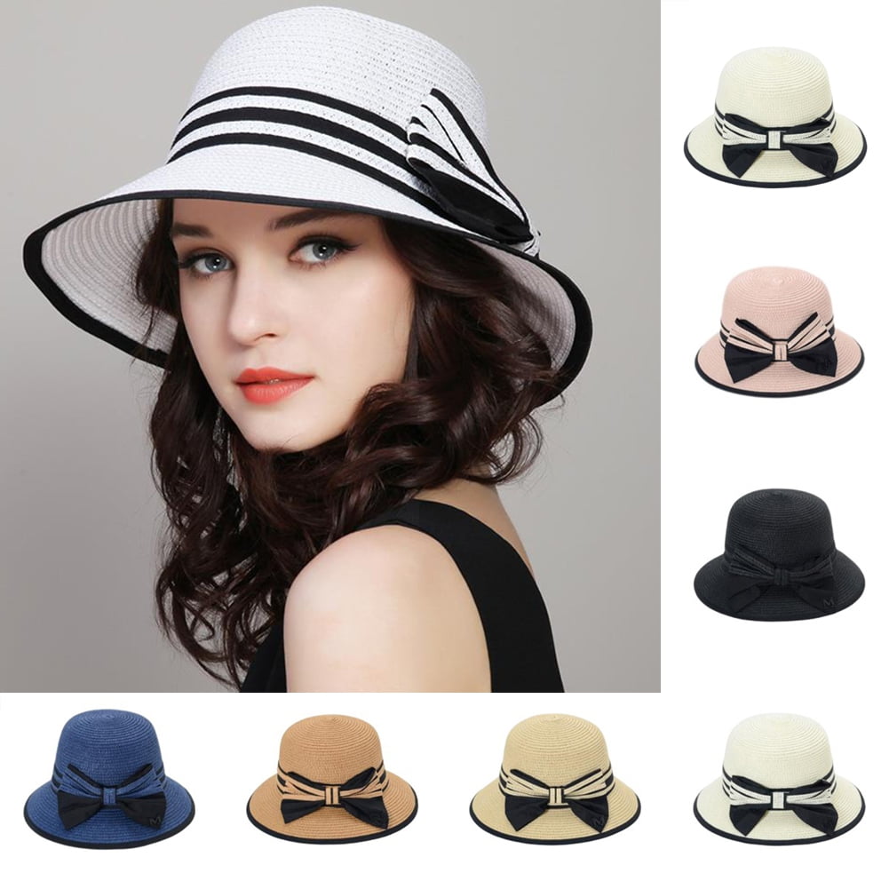 Cheers.US Straw Sun Hat for Women Summer Beach Wide Brim Packable ...