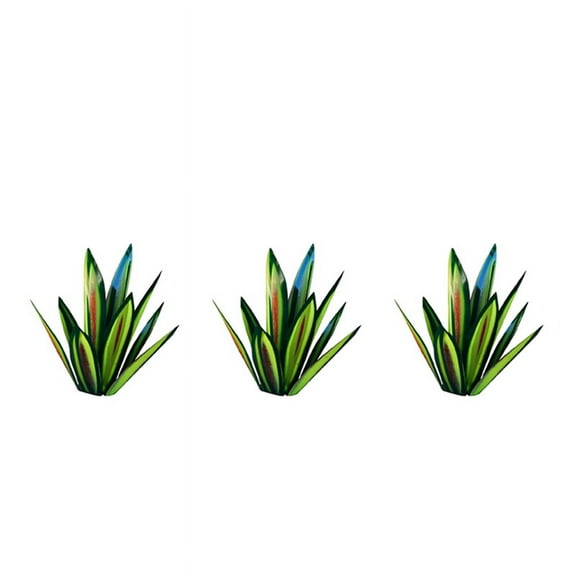 3X 13.7Inch Rustic Sculpture, DIY Hand Painted Metal Agave Plants,Outdoor Garden Lawn Ornaments-Green