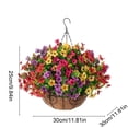 thumbnail image 2 of Colorful Flower Iron Frame Hanging Basket, Coconut Coir Lined Bonsaier, Pastoral Style Artificial Flower Decor, Wall Hanging Basket for Garden, Balcony and Home Decoration, 12*10in, Multicolor, 2 of 5