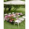 thumbnail image 5 of 60x102 Inch Outdoor Tablecloth with Umbrella Hole Zipper Rectangle Nature Pink Green Rectangular Tablecloths Outside Waterproof Spring Country Oil Painting Flower Tree Patio Table Cover for Picnic, 5 of 8