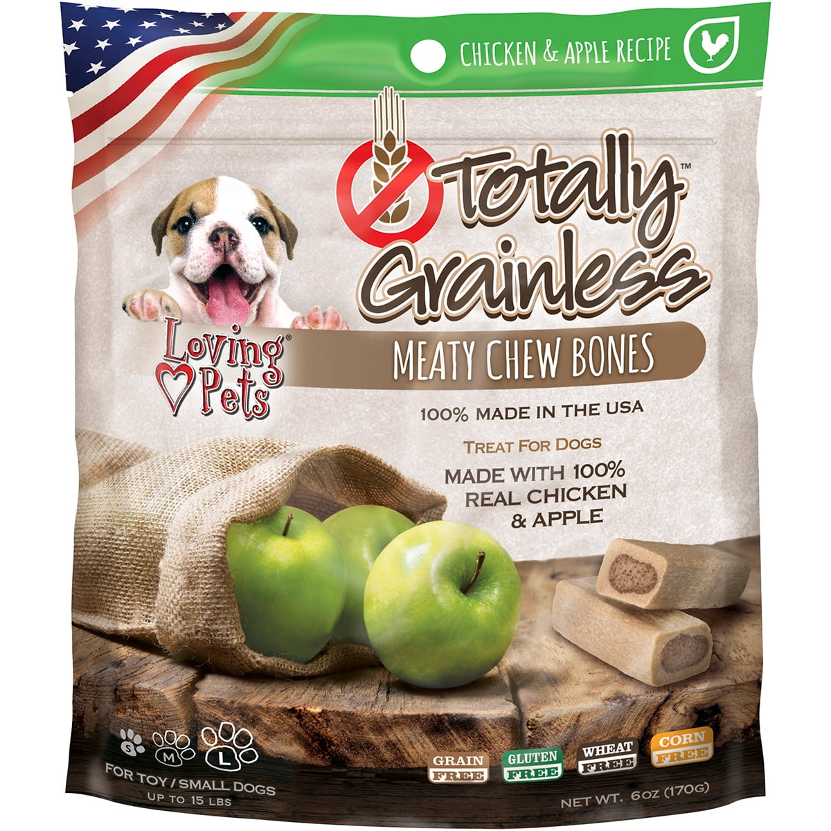 Loving Pets Totally Grainless Small Chicken and Apple Bone Dog Treats, 6 Oz