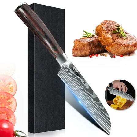 KEPEAK 5" Sharp Meat Cleaver and Vegetable Kitchen Knife, High Carbon Stainless Steel, Multipurpose Chef Knife for Home and Kitchen with Ergonomic Handle