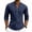 Navy #012, variant on Men's Linen Long Sleeve Shirt Button Henley Shirt V-Neck Casual Plain Lightweight Fall Top L