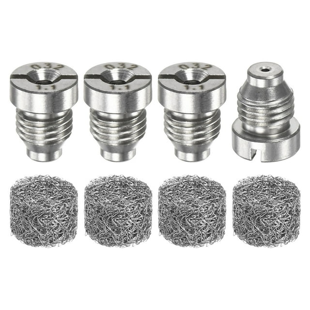 Uxcell 4-Set Boquilla de Orificio de Cañón de Espuma, Puntas de Rosca Universal de Acero Inoxidable de 1.1mm con Conector de Rociador Creador de Espuma