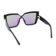 thumbnail image 4 of Womens Color Mirror Oversized Half Rim Shield Cat Eye Plastic Fashion Sunglasses Matte Black - Green Mirror, 4 of 4