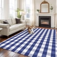thumbnail image 4 of 8x10 Washable Area Rug, Navy Blue Non-Slip Extra Large Rectangle Rug for Living Room Bedroom, Buffalo Plaid Indoor Floor Mat for Home Decor, 4 of 9